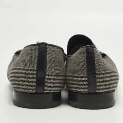 مملوكة مسبقًا حذاء لوفرز فيرساتشي تفاصيل سمك قماش رمادي/أسود مقاس 45