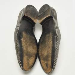 مملوكة مسبقًا حذاء لوفرز فيرساتشي تفاصيل سمك قماش رمادي/أسود مقاس 45