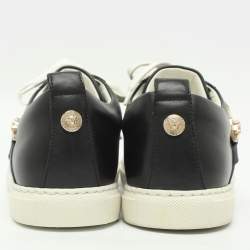 Pre Owned Versace Medusa Size 41 Black Leather Low Top Sneakers