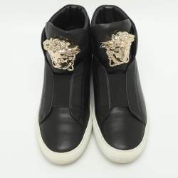 Pre Owned Versace Palazzo Medusa Size 41 Black Leather High Top Sneakers