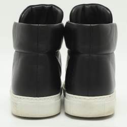 Pre Owned Versace Palazzo Medusa Size 41 Black Leather High Top Sneakers