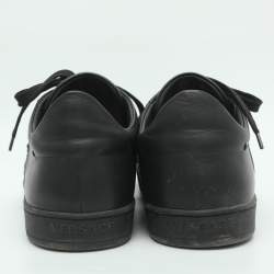 Pre Owned Versace Medusa Size 42 Black Leather Low Top Sneakers