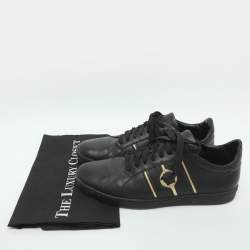 Pre Owned Versace Medusa Size 42 Black Leather Low Top Sneakers