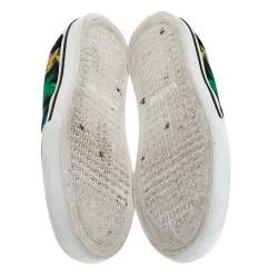 Versace Multicolor Beverly Palm Print Canvas And Leather Trim Slip On Sneakers Size 43