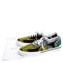 Versace Multicolor Printed Fabric And Suede Trim Low Top Lace Up Sneakers Size 43