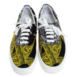Versace Multicolor Printed Fabric And Suede Trim Low Top Lace Up Sneakers Size 43