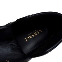 Versace Black Leather Palazzo Slip On High Top Sneakers Size 43