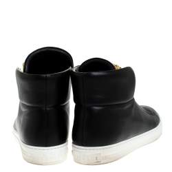 Versace Black Leather Palazzo Slip On High Top Sneakers Size 43