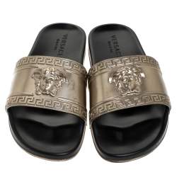 Versace Bronze Rubber Medusa Head Slides Size 43