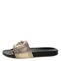 Versace Bronze Rubber Medusa Head Slides Size 43