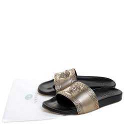 Versace Bronze Rubber Medusa Head Slides Size 43