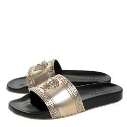 Versace Bronze Rubber Medusa Head Slides Size 43