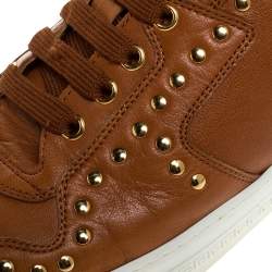 Versace Brown Leather Studded Medusa High Top Sneakers Size 43