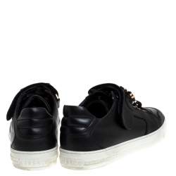 Versace Black Leather Lace Up/Velcro Low Top Sneakers Size 43