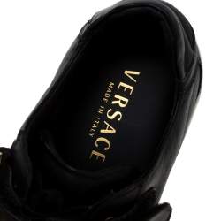 Versace Black Leather Lace Up/Velcro Low Top Sneakers Size 43