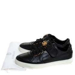 Versace Black Leather Lace Up/Velcro Low Top Sneakers Size 43
