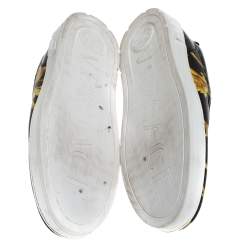 Versace Black/Gold Barocco Printed Leather Slip On Sneakers Size 43