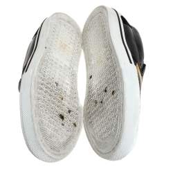 Versace Black Medusa Print Leather Slip On Sneakers Size 43