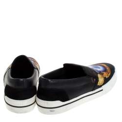 Versace Black Medusa Print Leather Slip On Sneakers Size 43