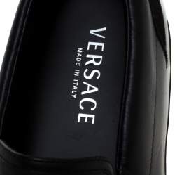 Versace Black Medusa Print Leather Slip On Sneakers Size 43