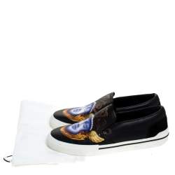 Versace Black Medusa Print Leather Slip On Sneakers Size 43