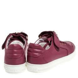 Versace Dark Pink Leather Medusa Strap Lace Up Low Top Sneakers Size 43
