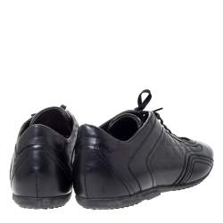 Versace Black Leather Low Top Sneakers Size 44