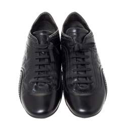 Versace Black Leather Low Top Sneakers Size 44