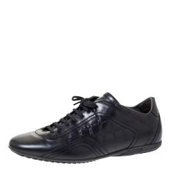 Versace Black Leather Low Top Sneakers Size 44