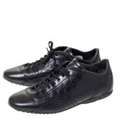 Versace Black Leather Low Top Sneakers Size 44