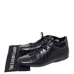 Versace Black Leather Low Top Sneakers Size 44