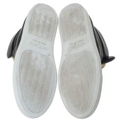 مملوكة مسبقًا Versace Black Leather Palazzo Medusa High Top Sneakers Size 40