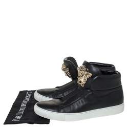 مملوكة مسبقًا Versace Black Leather Palazzo Medusa High Top Sneakers Size 40