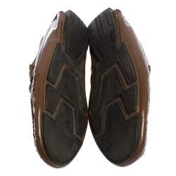 Versace Brown Woven Leather Slip On Loafers Size 41