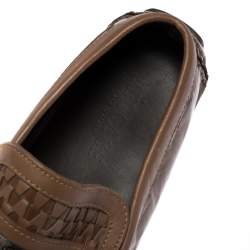 Versace Brown Woven Leather Slip On Loafers Size 41
