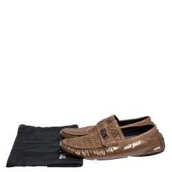 Versace Brown Woven Leather Slip On Loafers Size 41