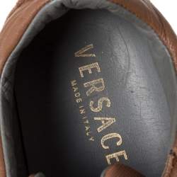 Versace Brown Suede Leather Medusa Low Top Sneakers Size 44