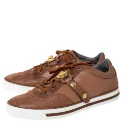 Versace Brown Suede Leather Medusa Low Top Sneakers Size 44