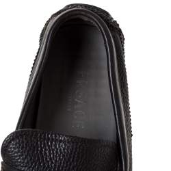 Versace Black Leather Buckle Detail Slip On Loafers Size 43