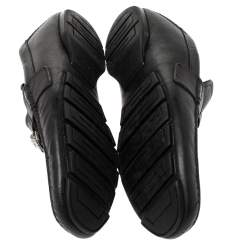 Versace Black Leather Medusa Detail Slip On Loafers Size 43