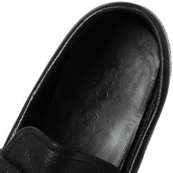 Versace Black Leather Medusa Detail Slip On Loafers Size 43