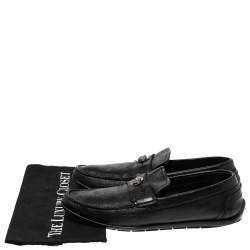 Versace Black Leather Medusa Detail Slip On Loafers Size 42