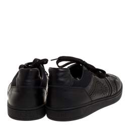 Versace Black Perforated Leather Low Top Sneakers Size 42