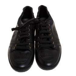 Versace Black Perforated Leather Low Top Sneakers Size 42