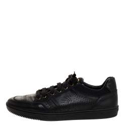 Versace Black Perforated Leather Low Top Sneakers Size 42