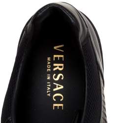 Versace Black Perforated Leather Low Top Sneakers Size 42