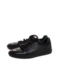 Versace Black Perforated Leather Low Top Sneakers Size 42