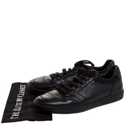 Versace Black Perforated Leather Low Top Sneakers Size 42