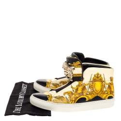 Versace Cream Tigris Print Leather Palazzo Medusa High Top Sneakers Size 38