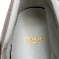 Versace Lilac Leather Medusa Embellished High Top Lace Up Sneakers Size 40